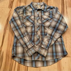 Wrangler Blue Plaid western Snap Shirt—Boy’s XL